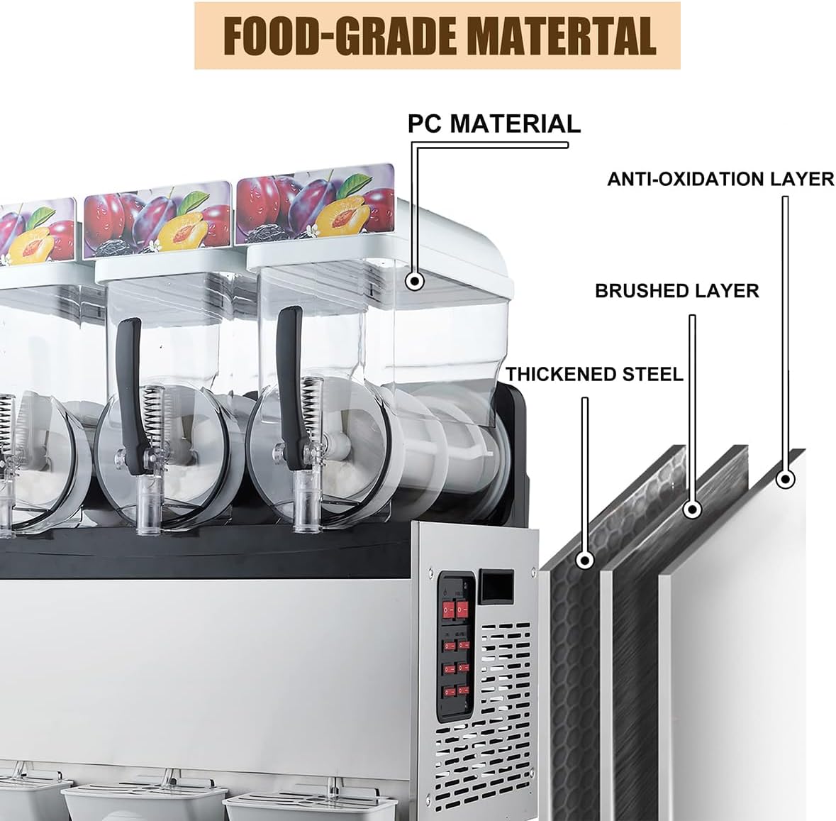 15L Commercial Slush Machine, 2 Tank Electric Crushed Ice Maker, Portable Ice Slushie Making Machine Smoothie Blender