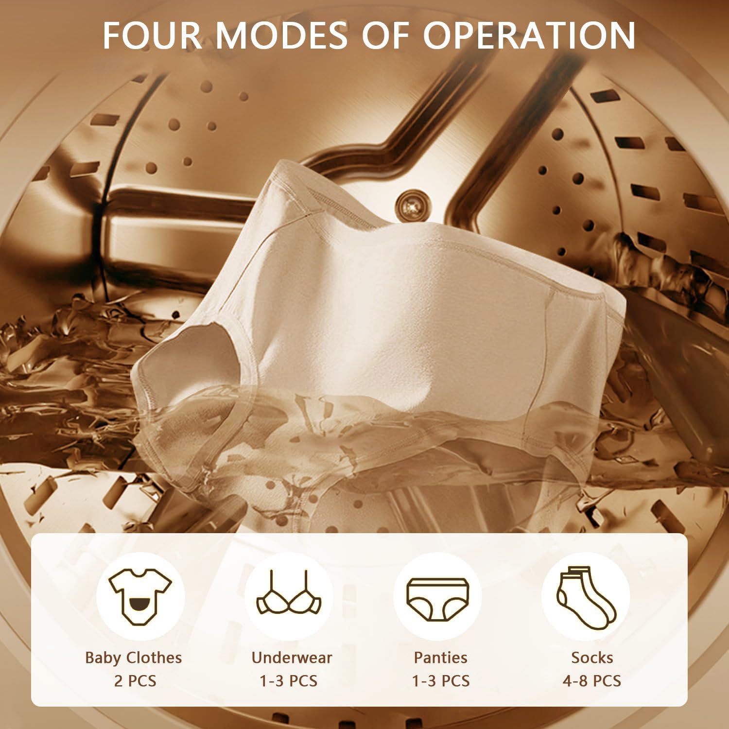 2×3.5L Portable Washing Dryer with Control Panel, Clothes Washing Machine with Stainless Steel Tub, 4 Modes, Electric Dryer for Apartment RV Hotel