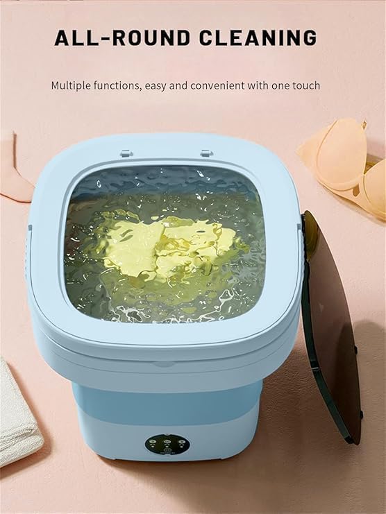 Portable Washing Machine, Mini Washer,11L Upgraded Large Capacity Foldable Washer.Deep Cleaning of Underwear, Baby Clothes and Other Small Clothes.Suitable for Apartments, Dormitories, Hotels.(Blue)
