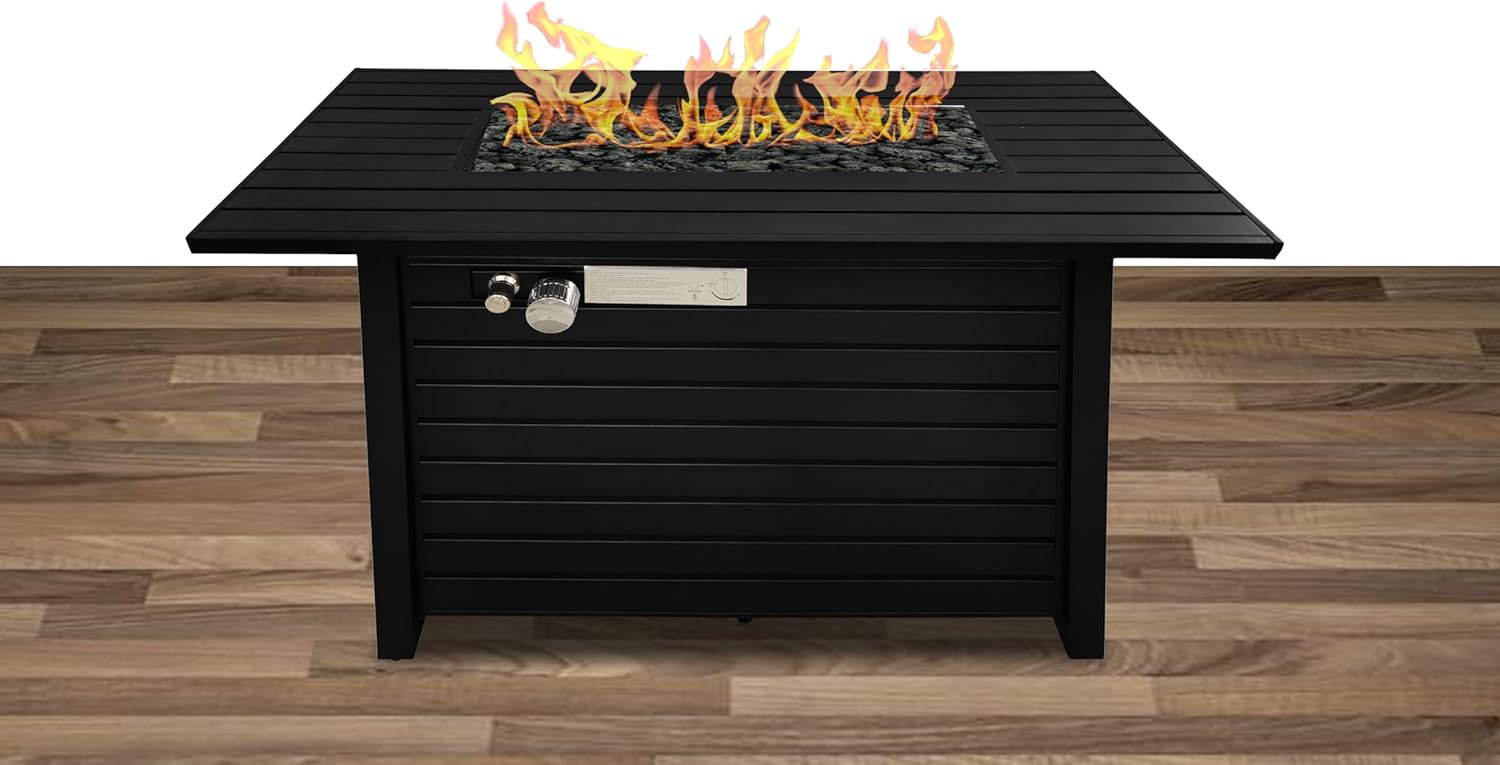 Steel Propane/Natural Gas Outdoor Fire Pit Table with Lid