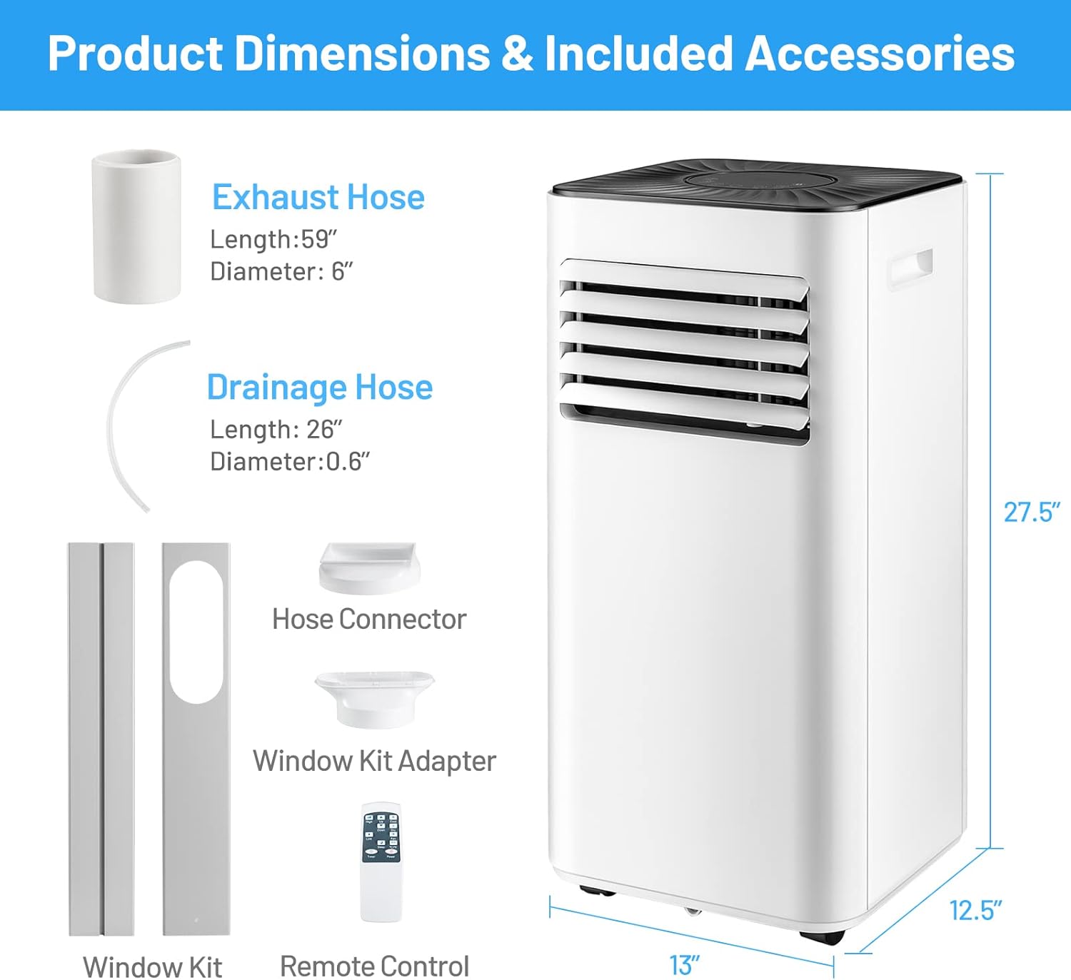 PETSITE Portable Air Conditioner 10000 BTU, 3 in 1 AC Cooling Unit with Air Cooler, Fan & Dehumidifier, LED Display & Remote Control, Cools up to 350 sq.ft