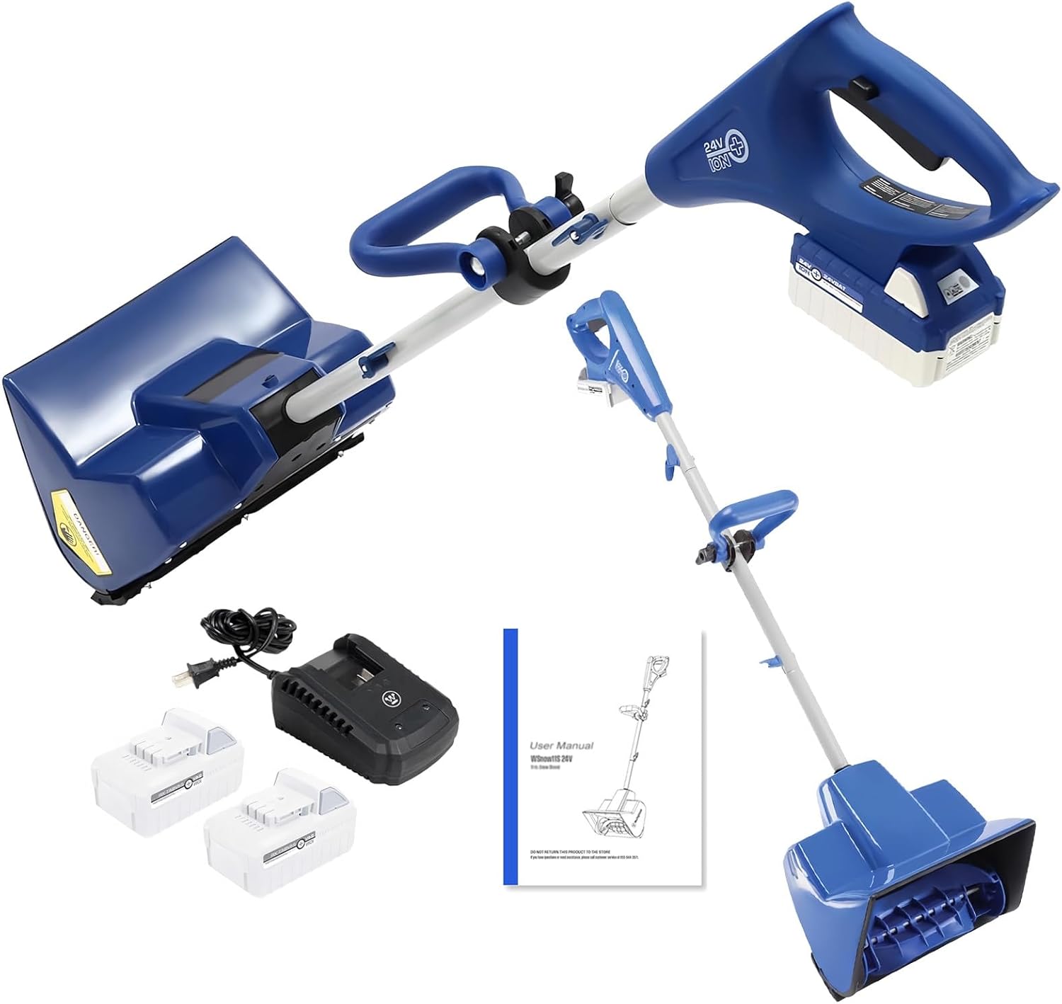 Electric Snow Shovel, 11 inch 4.0Ah Snow Shovel for Driveway, Walk-Behind Snow Blower with Powerful Motor and Adjustable Handle, 300lbs/Min (4-Ah Battery & Quick Charger Included),2 Battery