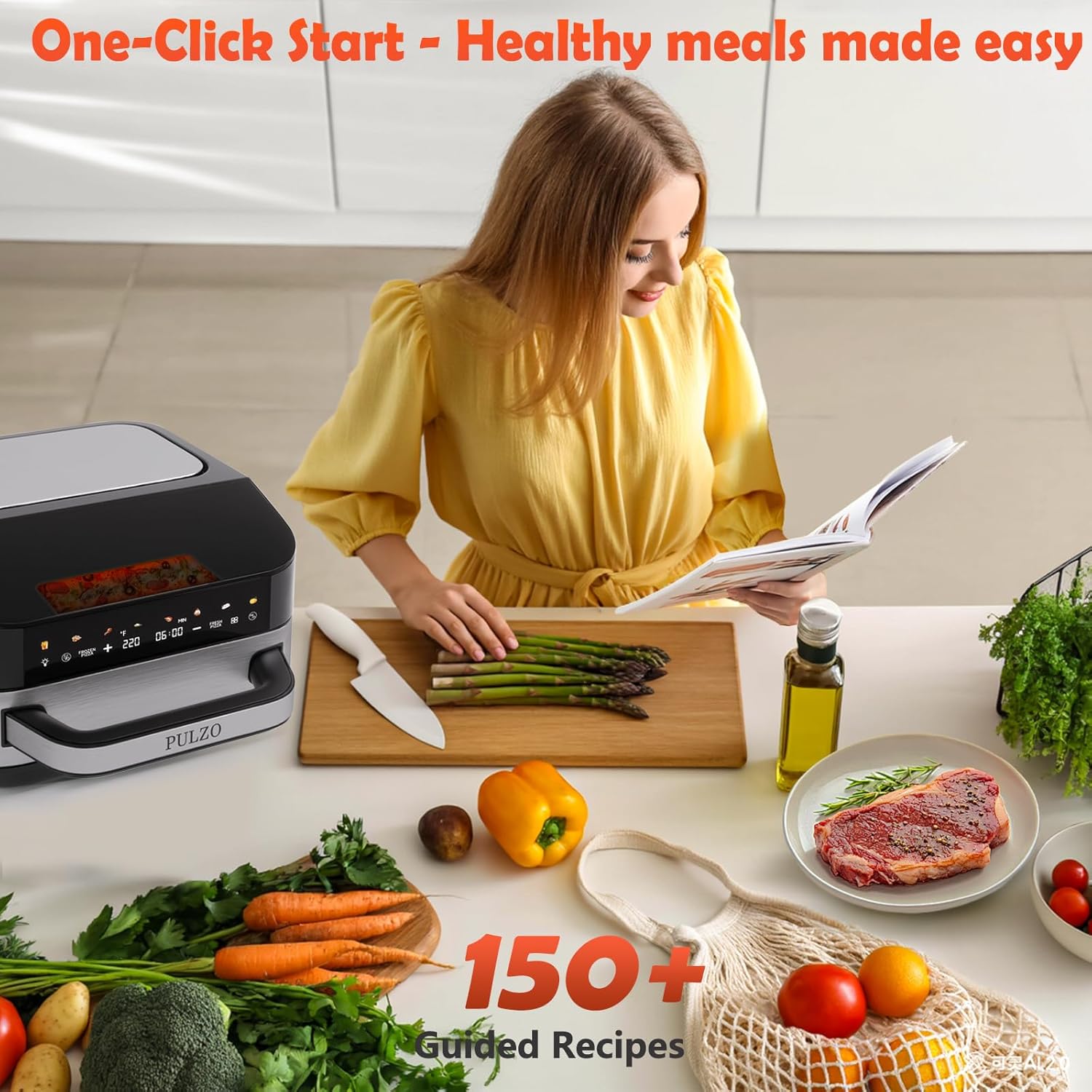 PULZO 7.4 Qt Digital Air Fryer, Large Family 13