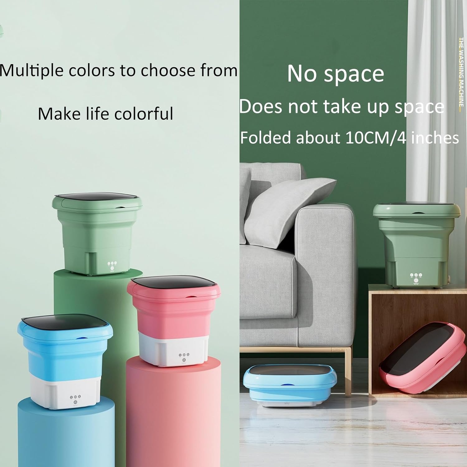 Portable Washing Machine, Mini Foldable Washing Machine, Half Automatic Washer, for Socks, Baby Clothes, Towels, Delicate Items (Color : Blue)