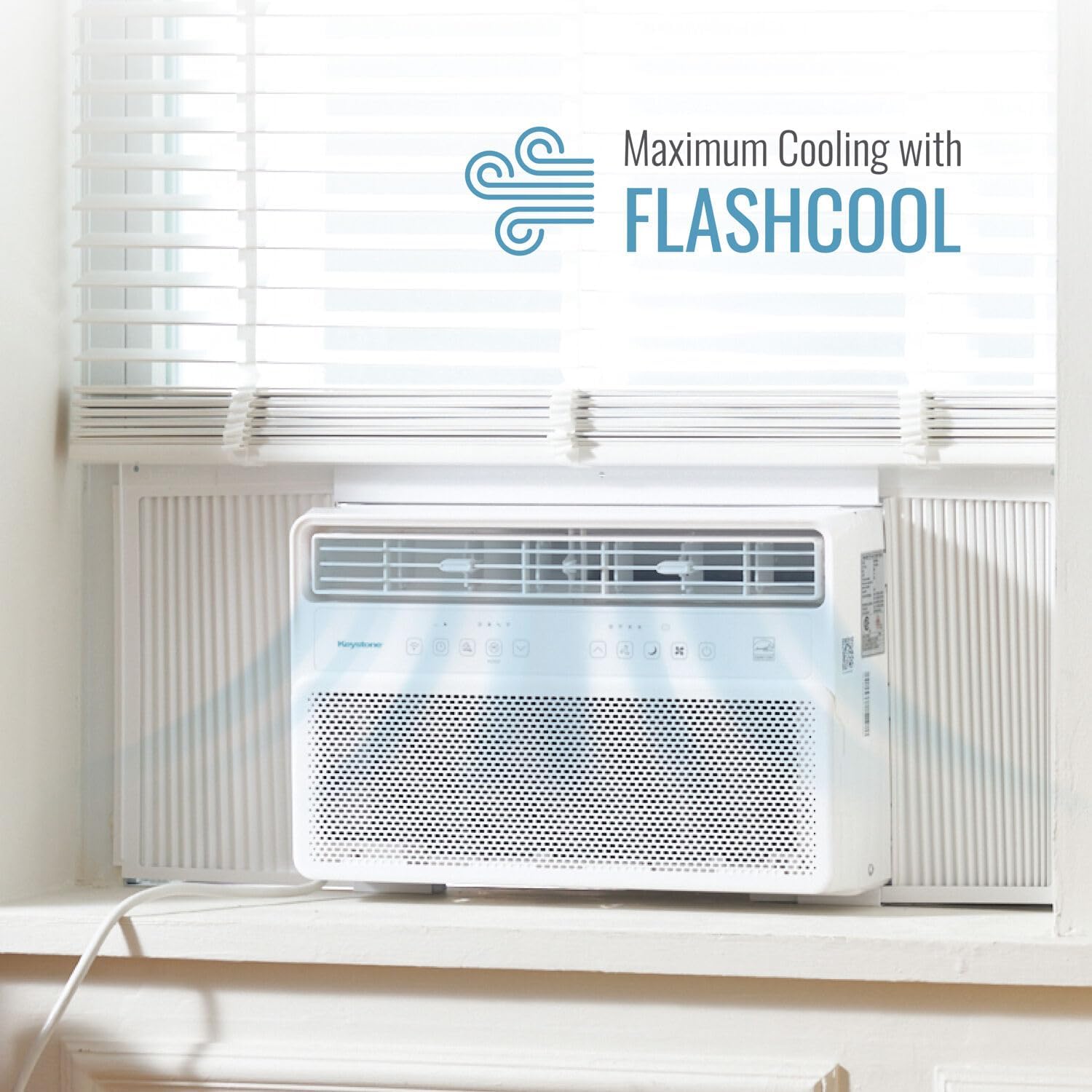 Keystone 8,000 BTU Window Mounted Inverter Air Conditioner with Quiet, High Efficiency Operation and Remote, Window AC Unit for Apartment, Living Room, Bathroom, Small/Medium Rooms up to 350-Sq. Ft.
