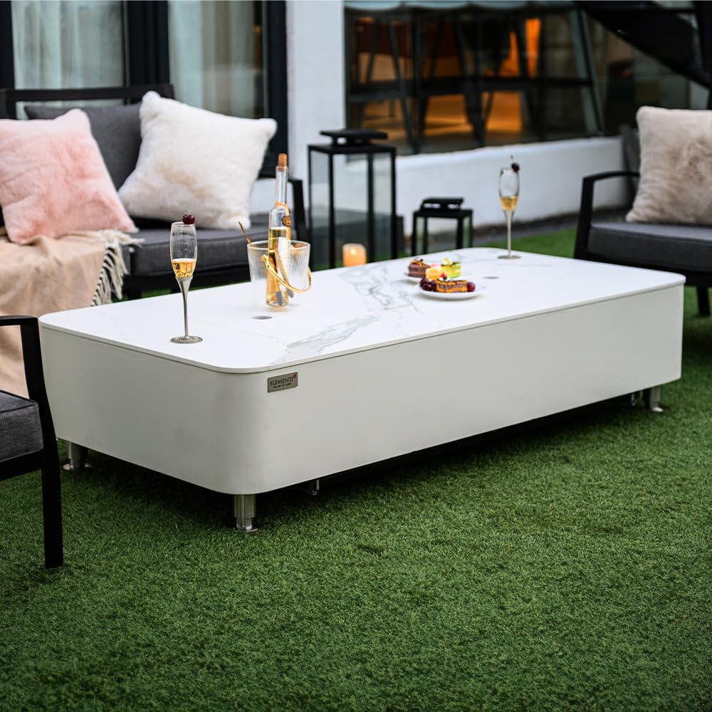 Elementi Athens Concrete Modern Rectangular Fire Pit, 62