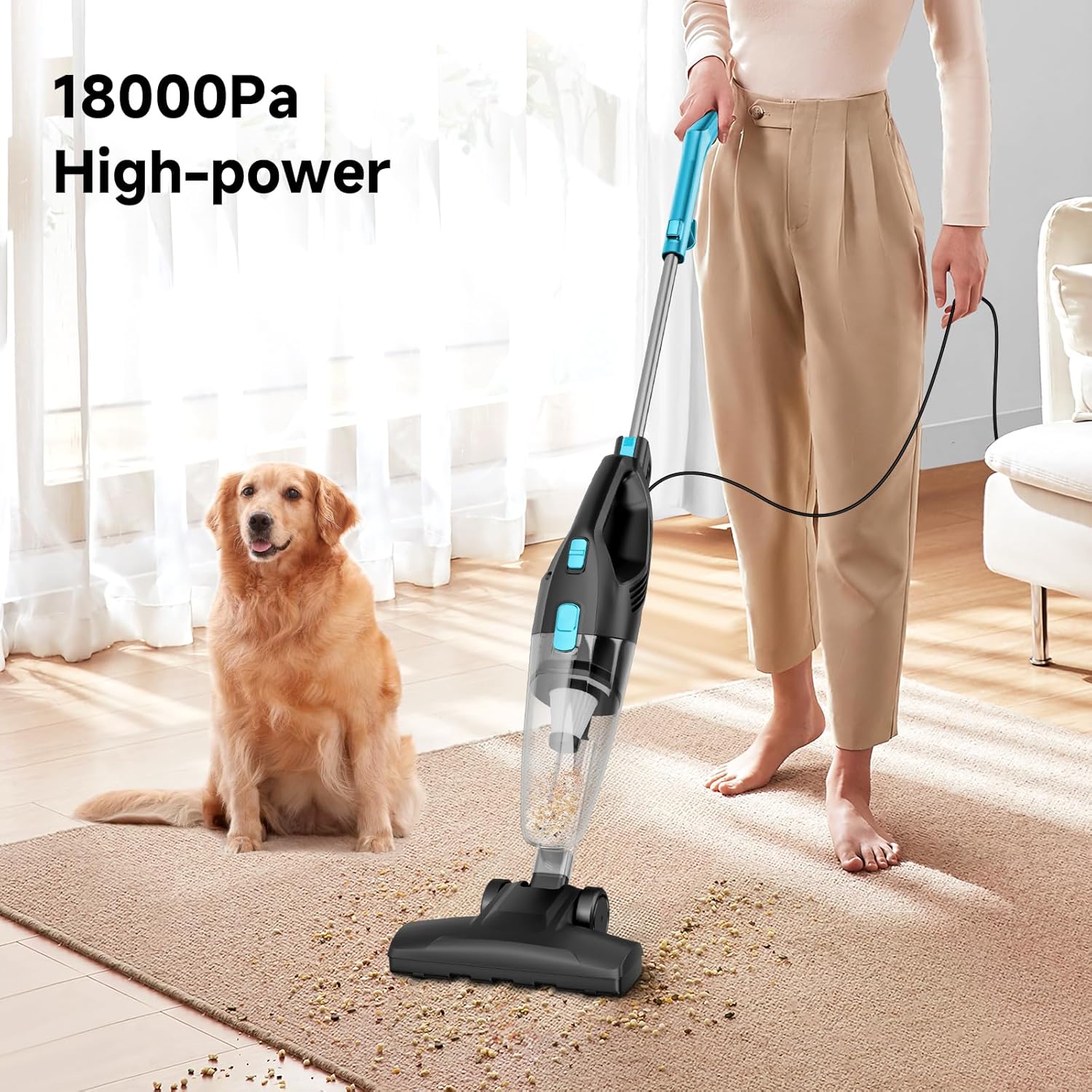KIKETECH Stick Vacuum Cleaner Corded 22 Ft, Adjustable Lightweight Bagless Vacuum with HEPA Filter for Hard Floor.(3881323865-2)