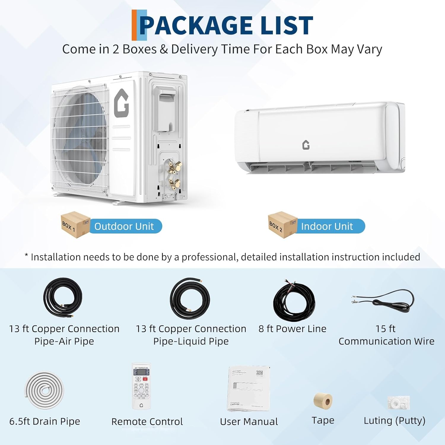19 SEER2 Mini Split AC, 230V 24000 BTU Mini Split Heating and Coolings up to 1500, Inverter Mini Split System w/Wifi,Remote Control, Low Nosie,Mini Split Air Conditioner for Home