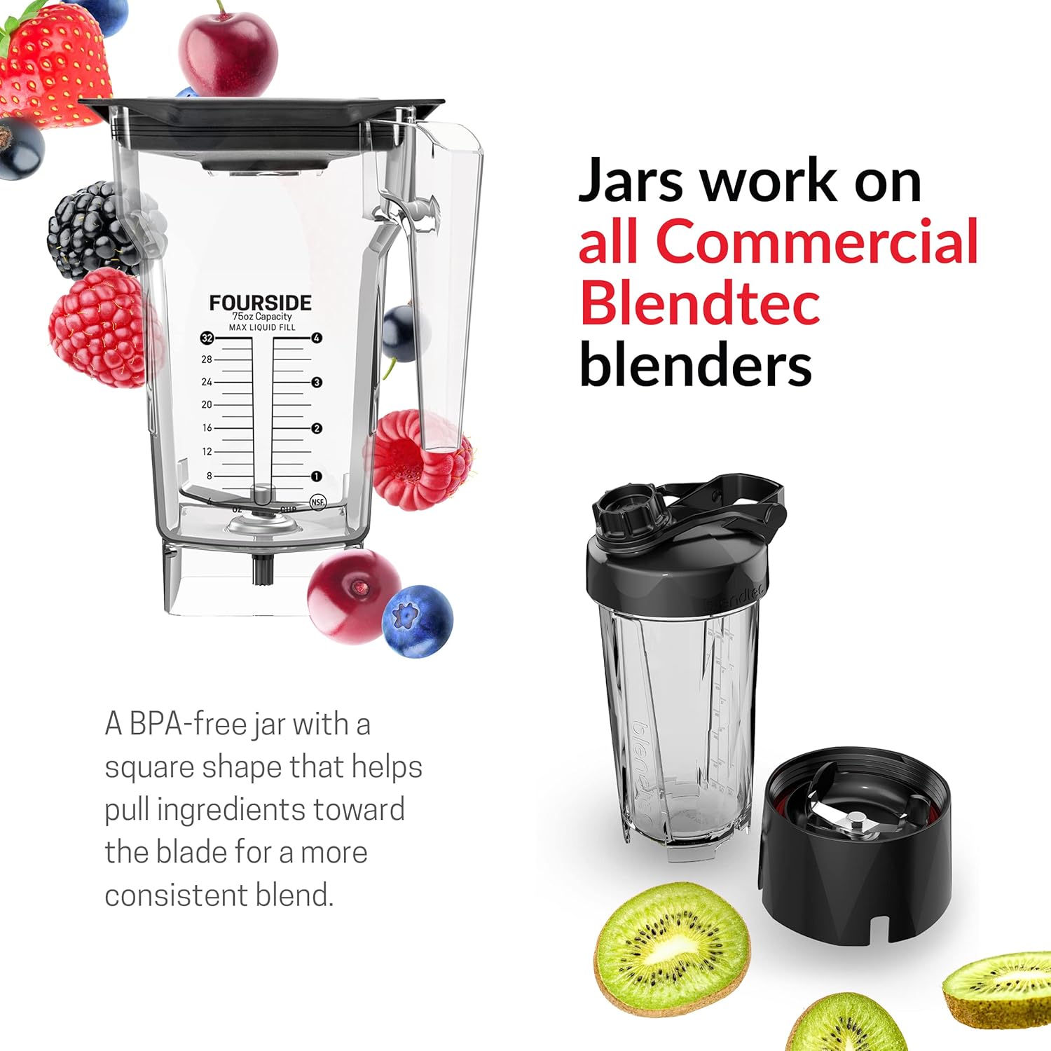 Blendtec Stealth X 885 - Brushless Commercial-Grade Blender with Sound Enclosure - FourSide Jar with Soft Lid - Black