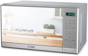 COMMERCIAL CHEF 0.7 Cu Ft Microwave with 10 Power Levels, 700W Microwave with Digital Display, Countertop Microwave with Child Safety Door Lock, Programmable with Push Button, Stainless Steel