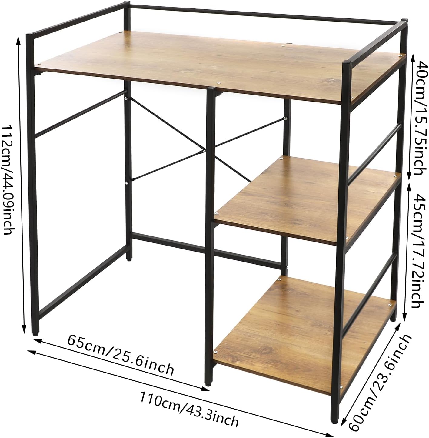 3-Tier Washing Machine Shelf, Laundry Storage Rack Organizer for Detergent & Supplies, Heavy Duty Iron & Wood Utility Shelf with 12mm Board, Fits 25.6