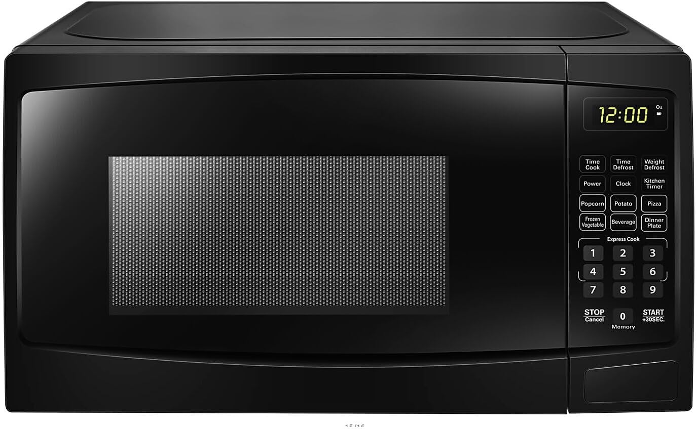 Danby DBMW0920BBB 0.9 cu ft. Countertop Microwave in Black 6 Convenient Auto Cook Options: Popcorn, Potato, Pizza, Frozen Vegetables, Beverage, Dinner Plate. Express Cook buttons: 1 – 6 minutes