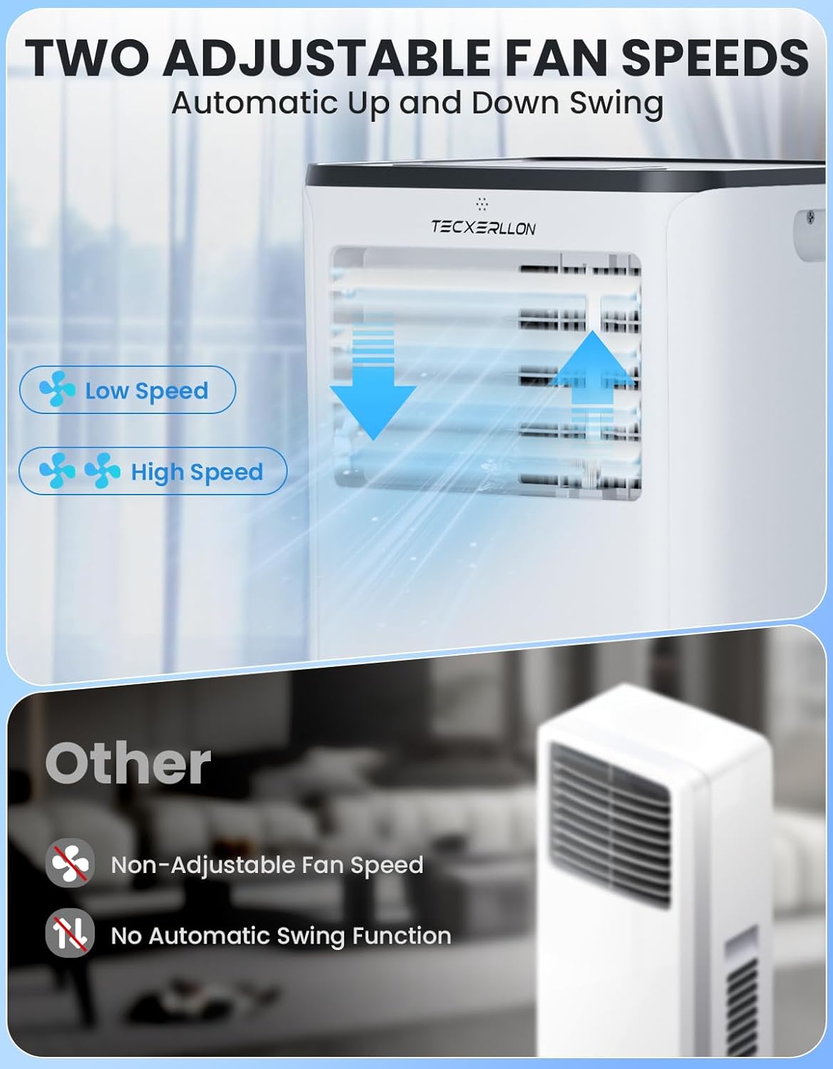 10000 BTU Portable Air Conditioners, 4-in-1 Portable Ac with Cooling, Dehumidifier, Fan & Sleep Modes, 2 Speeds, Auto Swing, Cools up to 480 Sq. Ft. for Home, Office, Garage