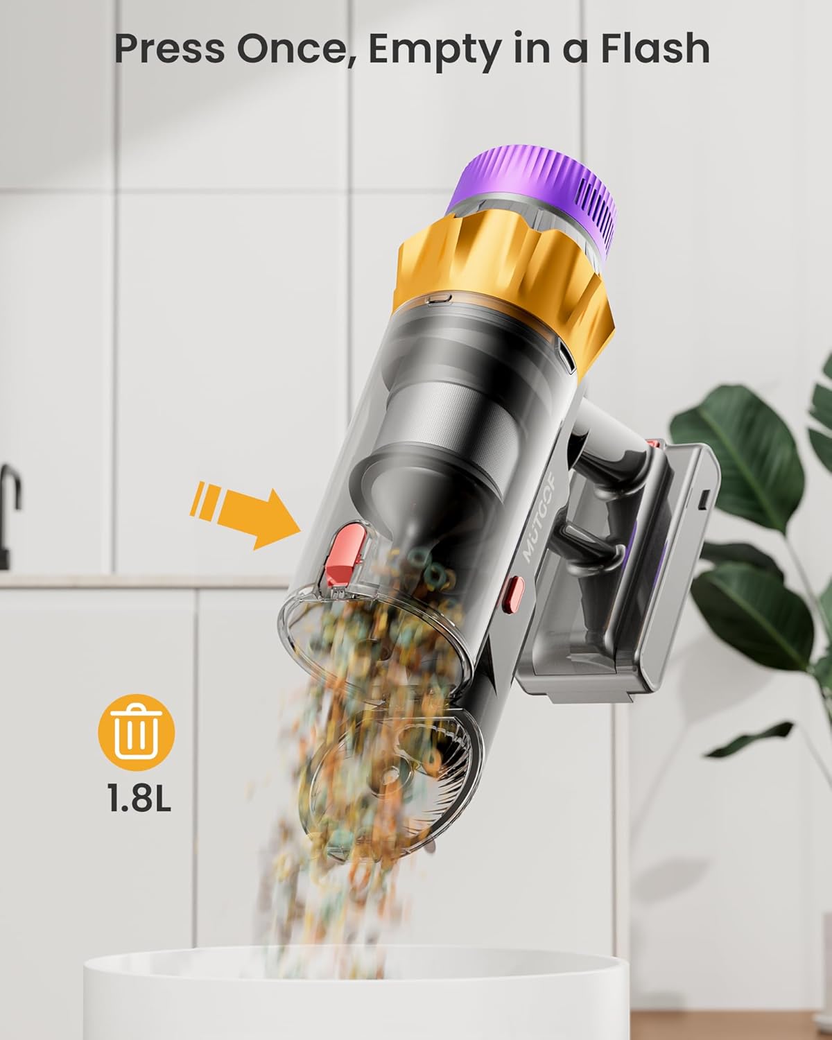 Cordless Vacuum Cleaner, 600W 50KPA 70 Mins Vacuum Cleaners for Home, Self-Standing Cordless Vacuum with Charging Dock Station, LED Display, Upgraded Anti-Tangle Stick Vacuum for Pet Hair/Carpet/Floor