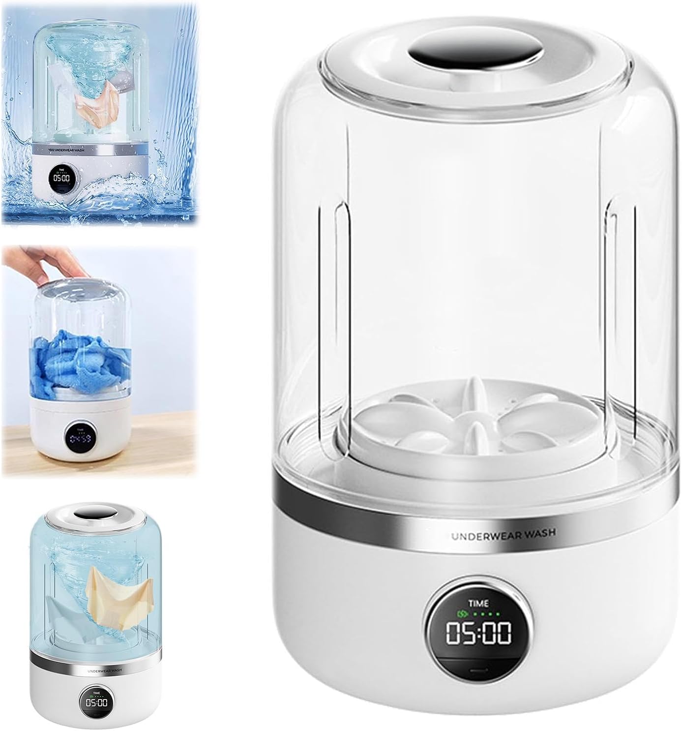 Underwear Washer, Portable Rechargeable Mini Ultrasonic Washing Machine for Underwear, Cordless Small Laundry Machine for Underwears Socks, Mini Design for Apartment Camping Travel