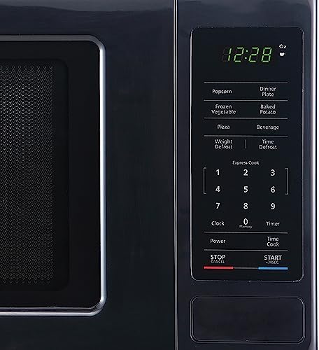 Magic Chef 0.9 Cubic Feet 900 Watt Stainless Countertop Microwave Oven for Compact Spaces with 6 Pre Programmed Cooking Modes, Black
