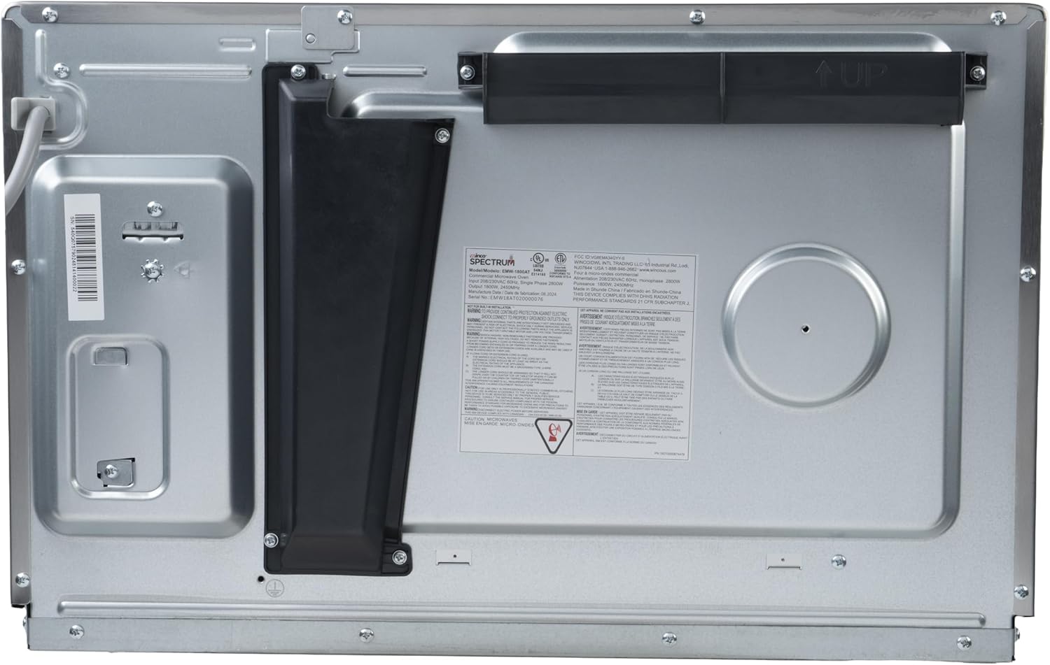 Winco Commercial-Grade Microwave with Touch Controls, 1,800 W, 1.2 Cubic Feet