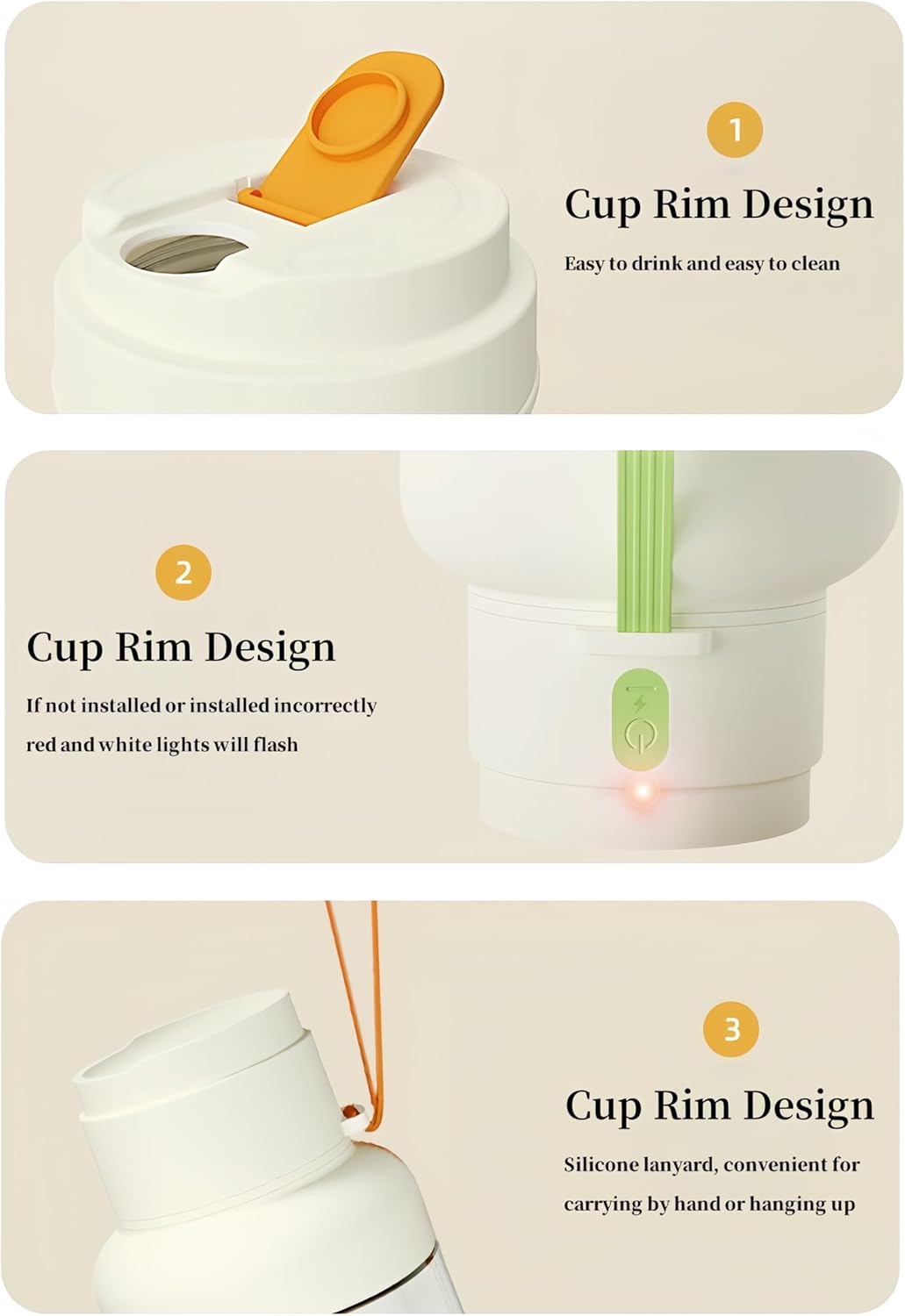 Personal Blender for Smoothies - 40w Mixer Blender with 850ml Capacity, 12-Leaf Stainless Steel Blade, Dual Lids, Type-C Charging, and Auto-Cleaning orange