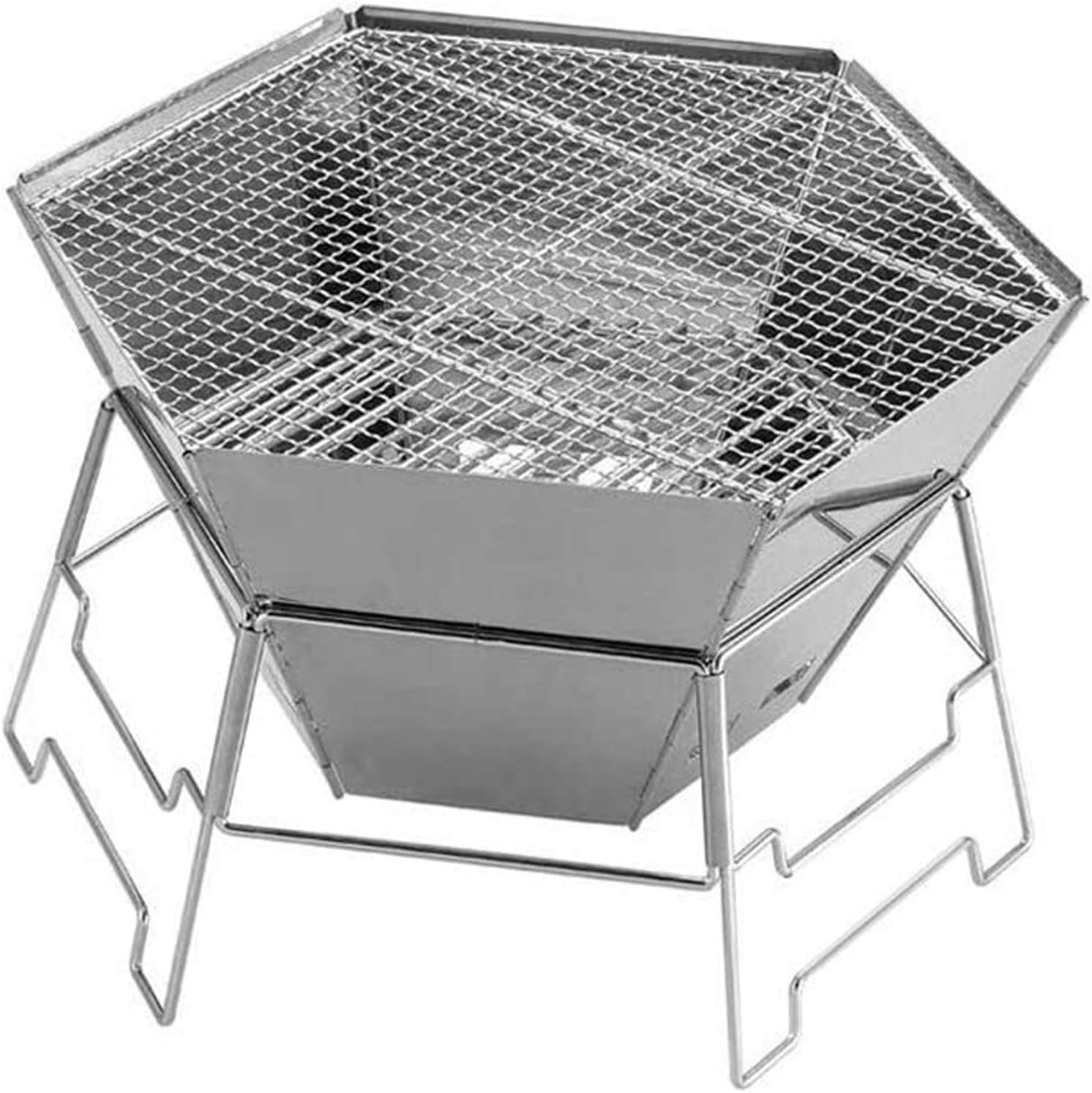 Fire Pits Outdoor Wood Burning 32-inch Outdoor Hexagon Patio Metal Fire Pit Table Grill