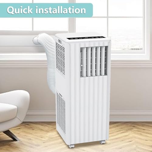 Portable Air Conditioners, 8000 BTU AC Unit with Remote Control, Energy Efficient Quiet Operation for Bedroom, Office, Dorm Rooms Up to 350 Sq. Ft, 24H Timer, Black Top