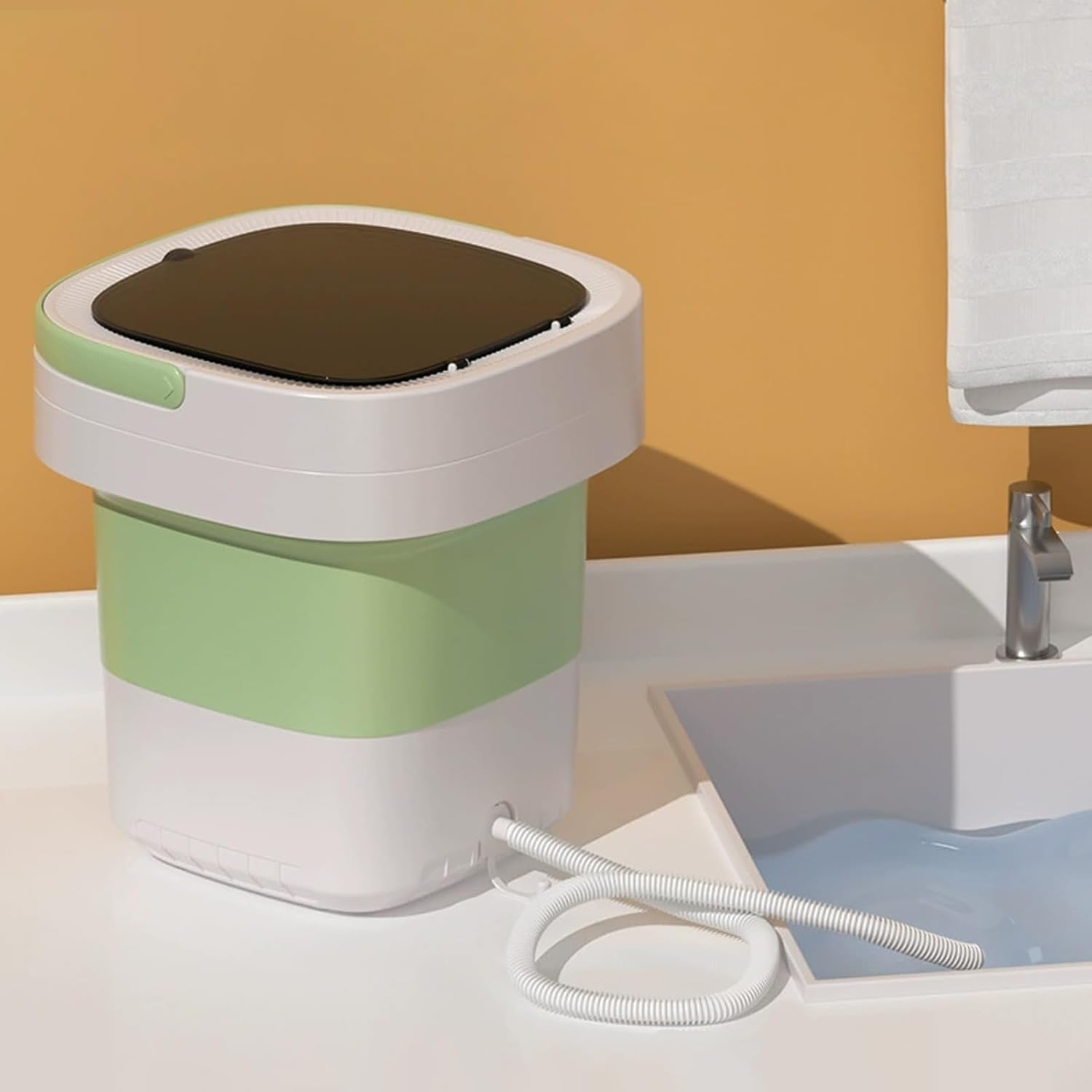 Mini Portable Washing Machine, 12L Collapsible Washing Machine, Small Foldable Smart Laundry Machine with 3 Cleaning Modes, for Baby Clothes, Underwear, Camping, RV, Travel(Pink)