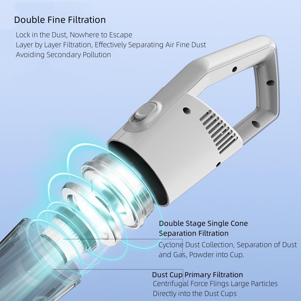 Aoun Cordless Stick Wet Dry Vacuum Cleaner and Mop Combo, 15000pa Suction, Lightweight, White, Plastic Construction, HEPA Filter, High Suction Power, Ideal for Hard Floor, Home Use