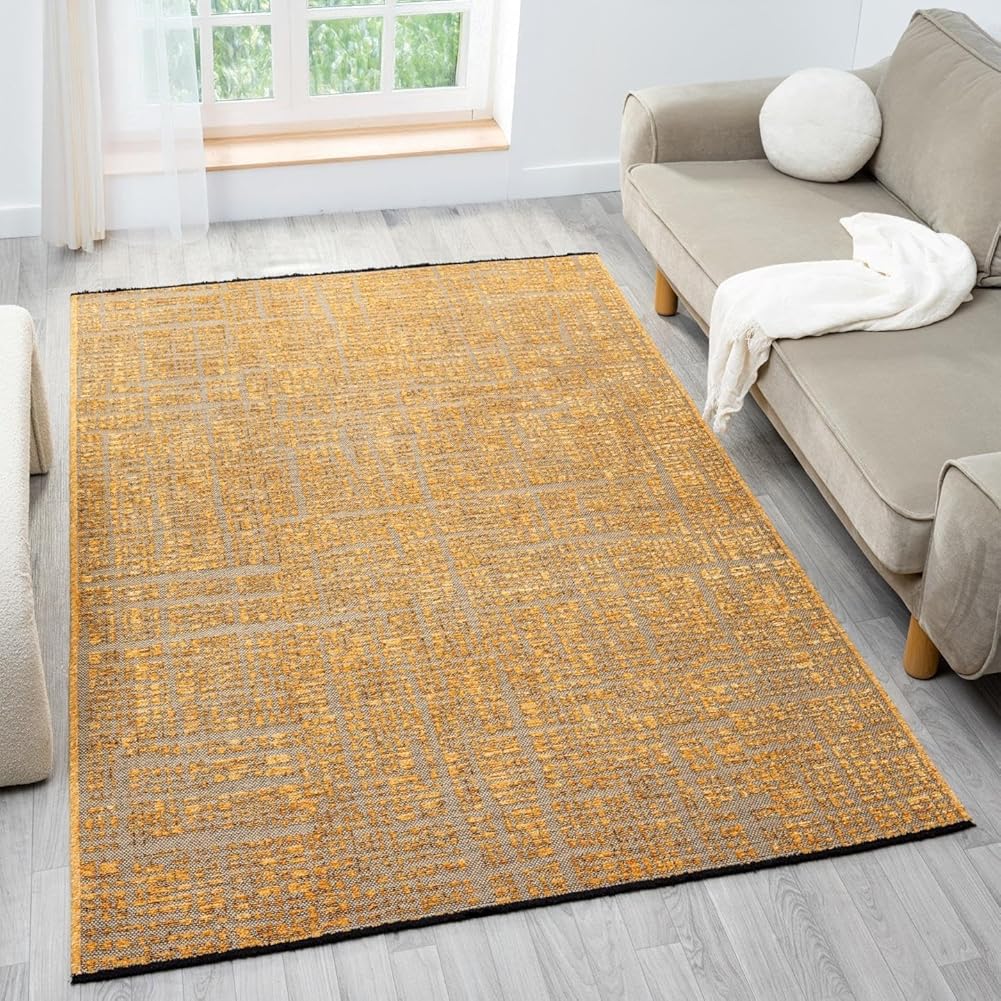 LUXE WEAVERS Rustic Textured Gold 9x12 Area Rug, Farmhouse Carpet
