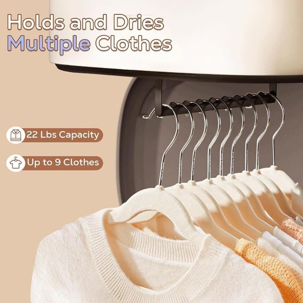 Electric Portable Clothes Dryer, Foldable Heated Airer, 10kg Capacity, 600W, 1-7 Hour Timer, Two Heating Modes, Stainless Steel & Plastic