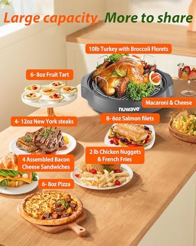 Nuwave Oven Pro Plus Air Fryer, Infra-Red Countertop, 2025 Advanced Convection, No Defrosting or Preheating, Cook Fresh or Frozen, Durable Power Dome, 100 Presets & 50 Memory, PFAS Free, Cool Grey