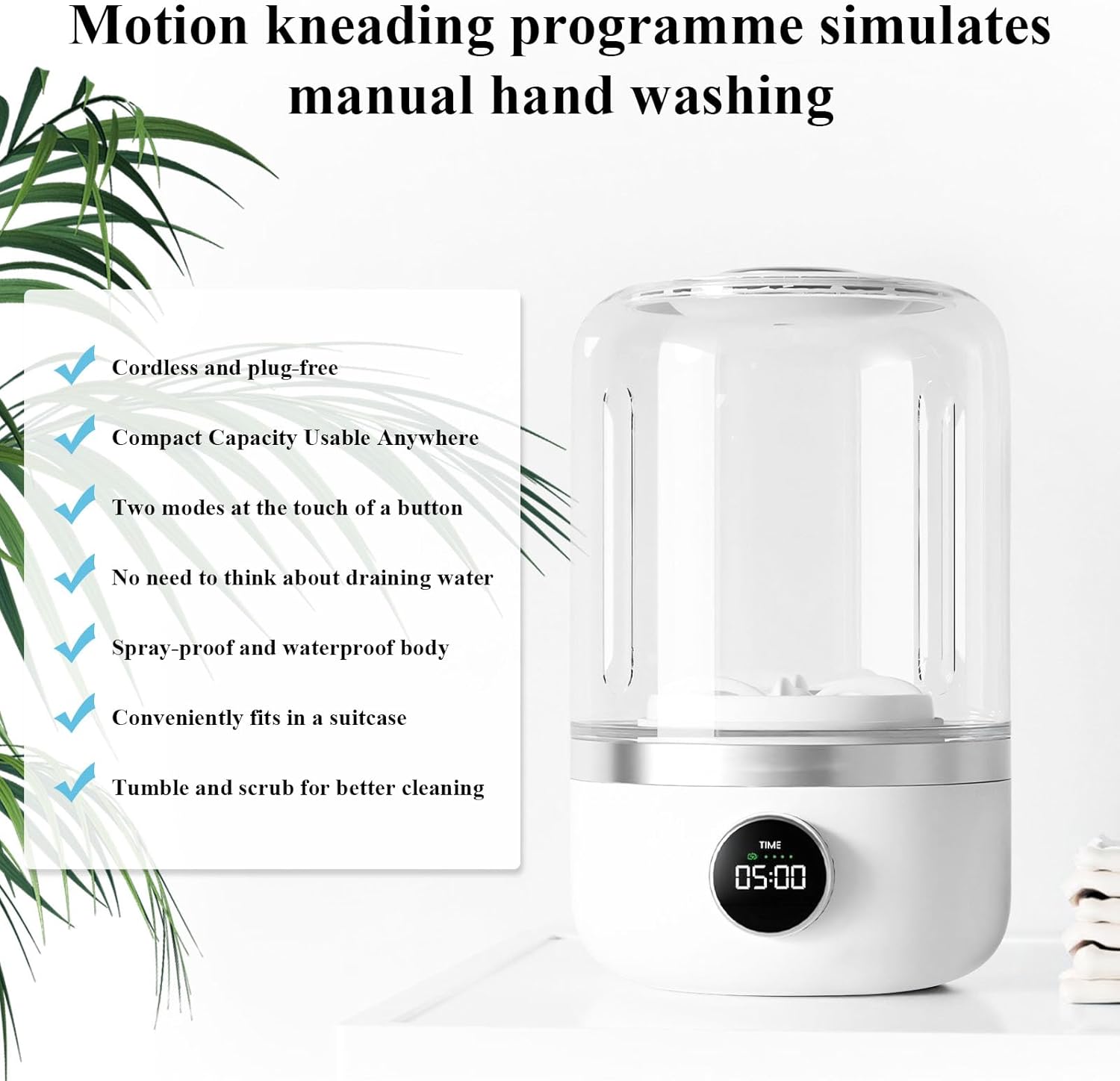 Portable Washing Machine, Rechargeable 4000mAh Cordless Mini Washing Machines, 1L Underwear Washing Machine, Collapsible Compact Washer for Baby Clothes/Underwear/Camping/RV Travel/Apartment