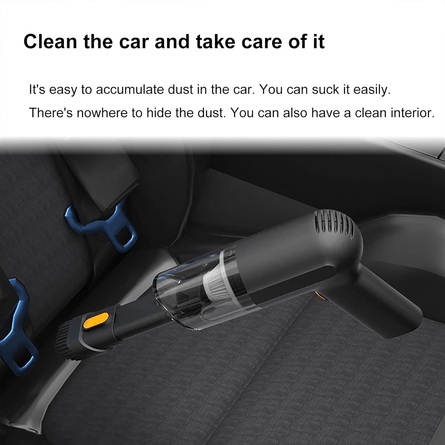 Portable Wireless Car Vacuum Cleaner Handheld Powerful Vacuum Cleaner for Car Cordless Home Appliance Car Products Mini Cleaner,Orange