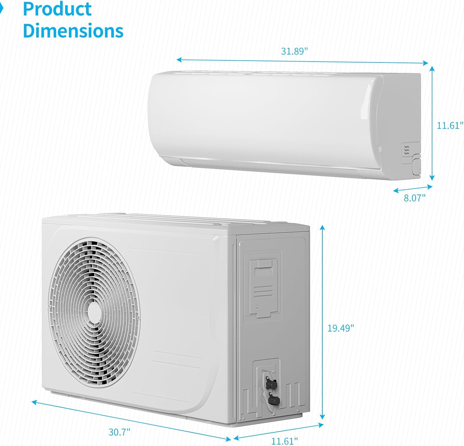 TABU 12000BTU Mini Split Air Conditioner with Heater, 110-120V 19 SEER2 Wall-Mounted Ductless AC& Heat Pump, Energy Saving, Inverter, WIFI Enabled,Cools Rooms up to 750 Sq.Ft