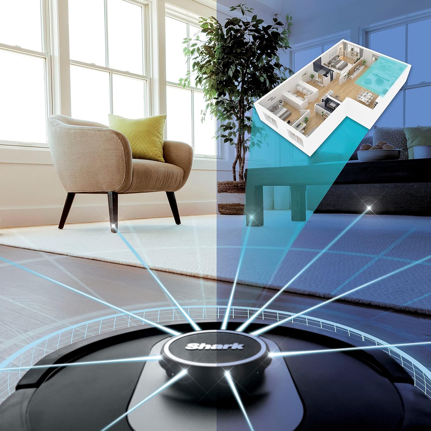 SHARK AV2501AE AI Robot Vacuum with XL HEPA Self-Empty Base, Bagless, 60-Day Capacity, LIDAR Navigation, Perfect for Pet Hair, Compatible with Alexa, Wi-Fi Connected Black, RV2502AE (Renewed)