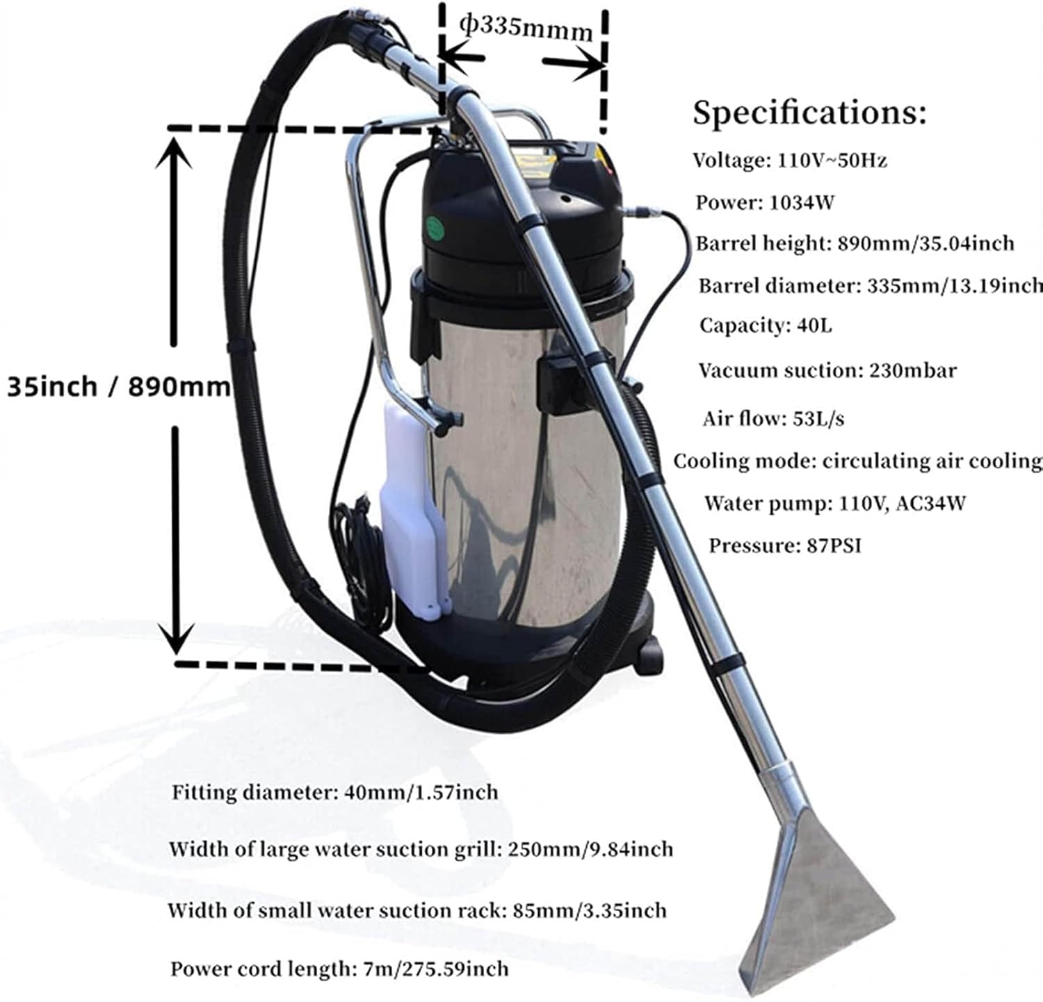 Commercial Carpet Cleaner Machine, Professional 3 In 1 Wet Dry Extractor, Portable Heavy Duty Dust Extractor For Cleaning