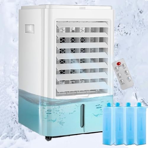 Portable 4-in-1 Air Conditioner with 3 Speeds & 4 Modes, 4L Water Tank, Remote Control, Evaporative Cooling Fan for Home, Office, Truck, RV (12V/220V)(12V/220V)