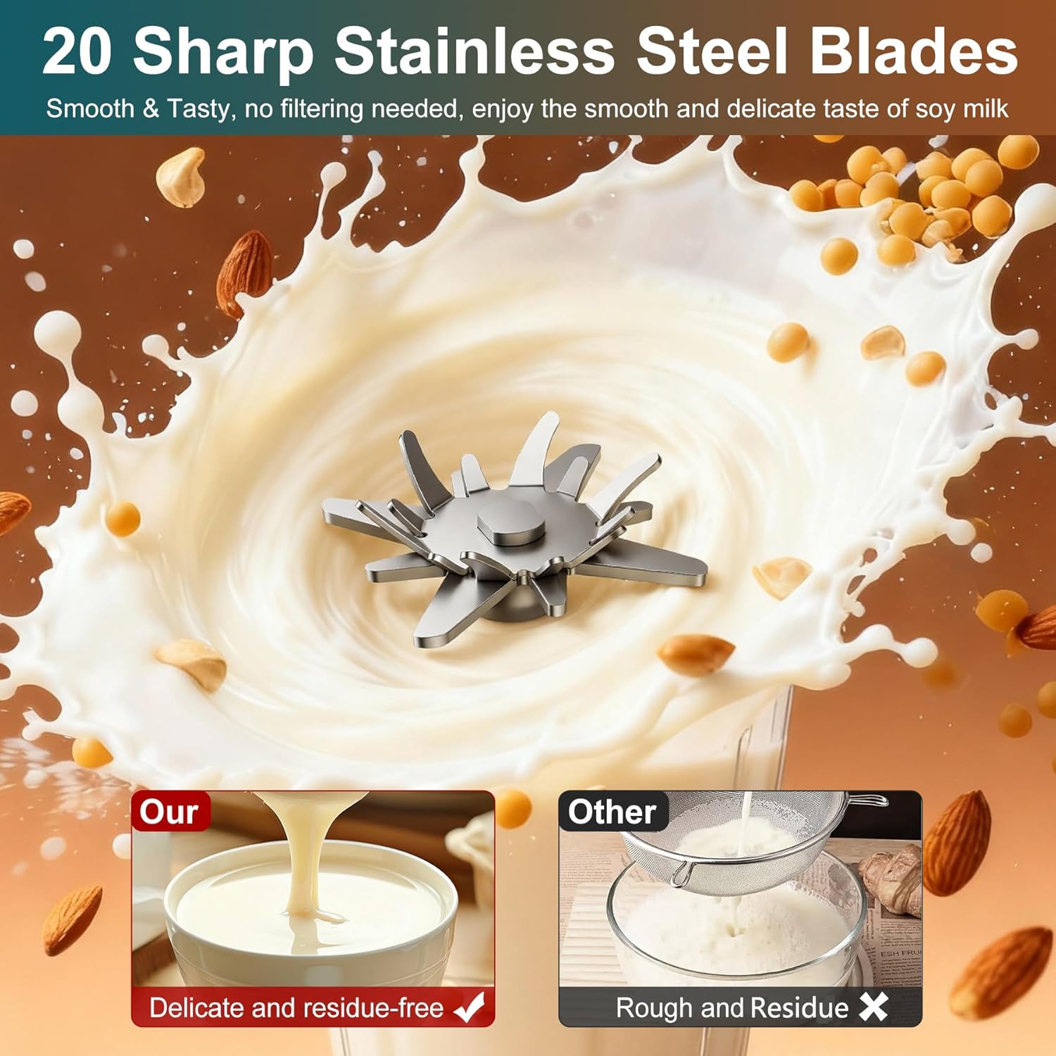 8 in 1 Nut Milk Maker Machine, 40oz Automatic Soy Milk Maker Blender, Homemade Soy Milk, Almond Milk, Oat Milk,Juice, Plant Based and Non Dairy Beverages, 12H Delay Start/Keep Warm/Self Cleaning