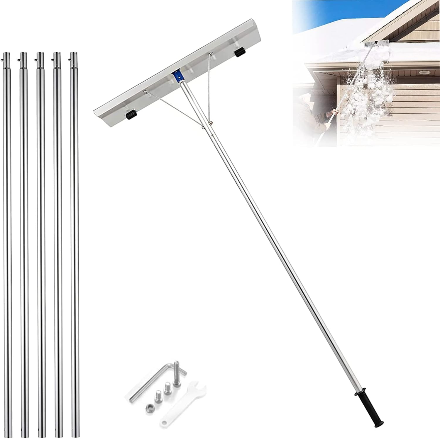 Roof Snow Shovel, with Adjustable Telescoping Handle Roof Snow Your Roof, Outdoor Camping Garden for Snow Removal in Winter