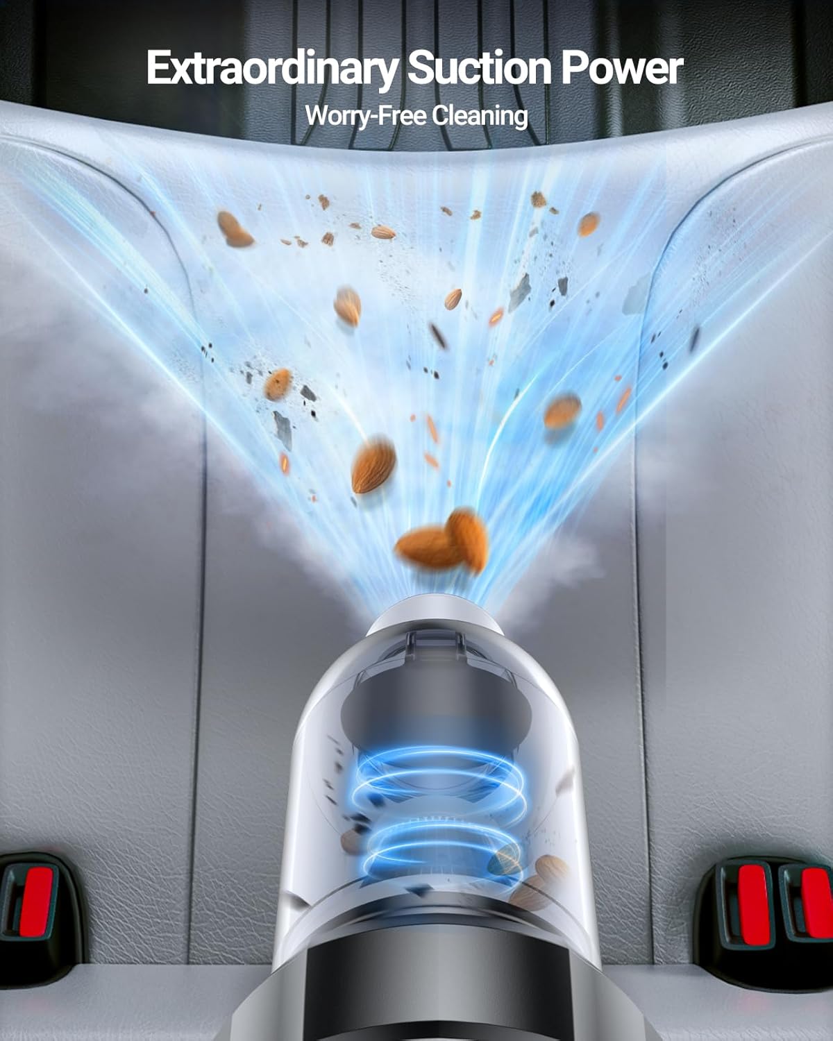 SEALIGHT Car Vacuum Portable Cordless, Handheld Cordless with High Power, Type-C Charging, 2 Suction Modes, Up to 40 Mins Runtime, Small Mini Vacuum for Car, Pet, Home