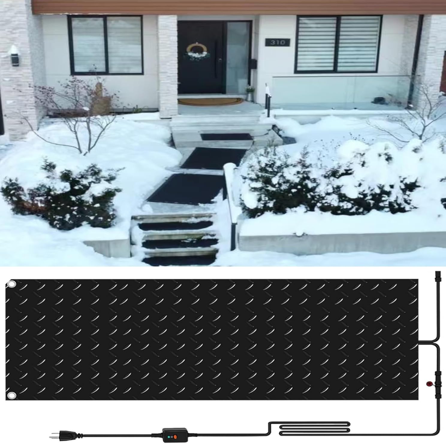 Outdoor Heating Snow-Melting Pads, Anti-Slip Outdoor Winter Heating Pads, 2-inch/Hour Speed Snow-Melting Pads for Backyard in Winter, preventing roof Icing(60x400cm/23.6x158in)