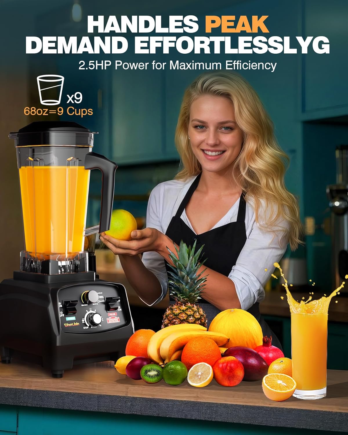 WantJoin Blender for Smoothies with 1800 Watt Motor Powerful Countertop Blenders for Kitchen 68OZ Large Capacity Smoothie Blender and Grinder Combo for Ice Crush Frozen Drinks Puree