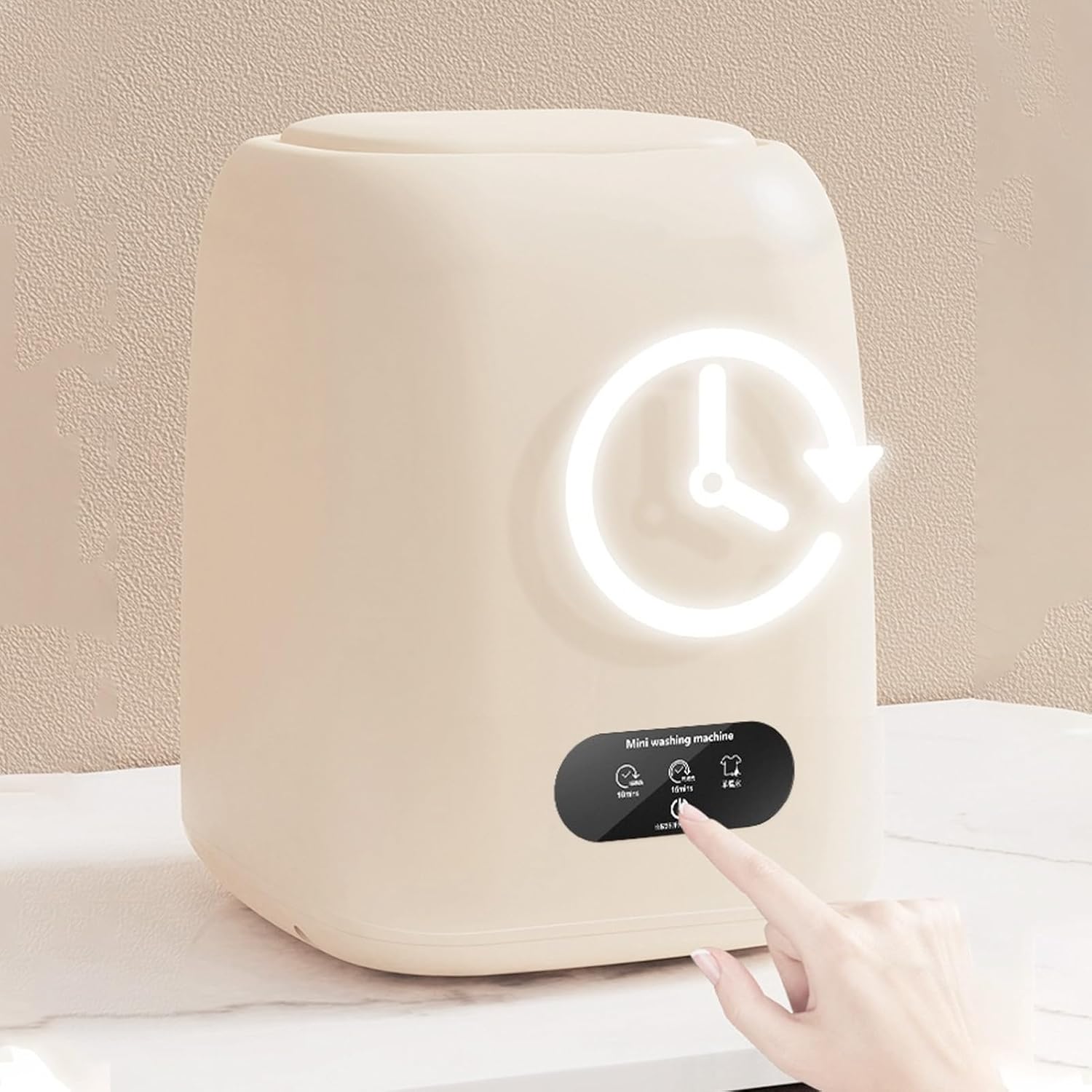 GLOGLOW Mini Washer, 9L Large Capacity Drum Mini Portable Washing Machine with Non Slip Feet Smart Quick Cleaning Washer for Washstand Bathroom Cabinet Floor (US Plug)