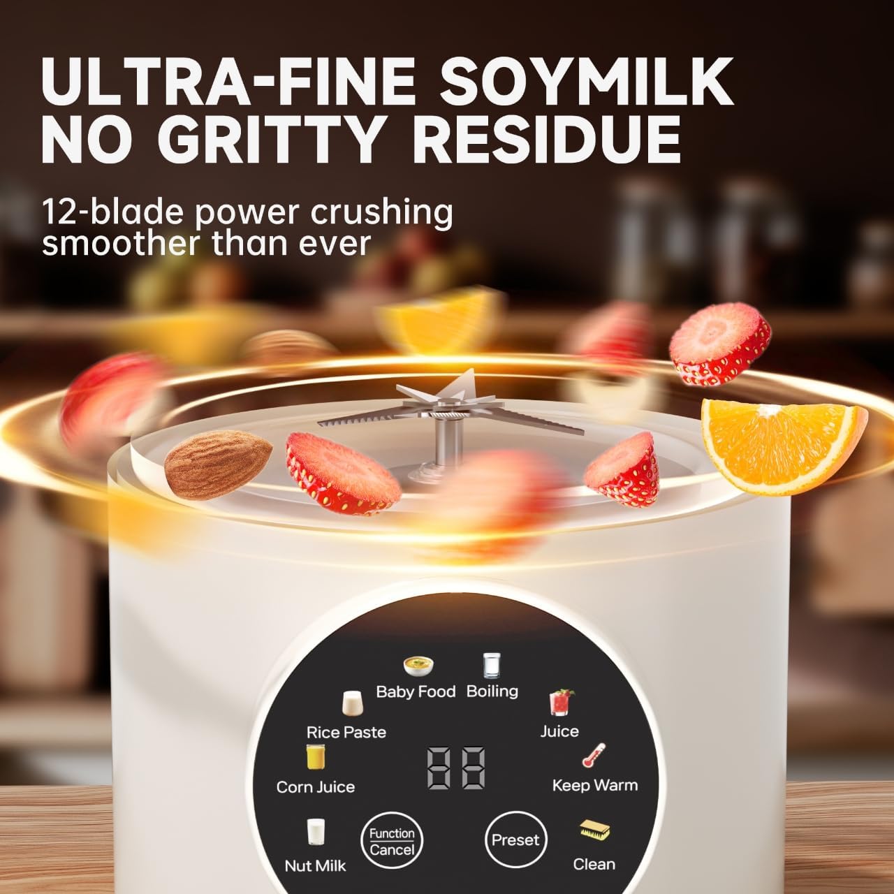 8-in-1 Automatic Nut Milk Maker Machine, 50oz Soy Milk Maker with 12 Blades, Nut Milk Maker Blender for Homemade Plant-Based Milk, Oat, Soy, with Self-Cleaning, Keep Warm, 12-Hour Delay