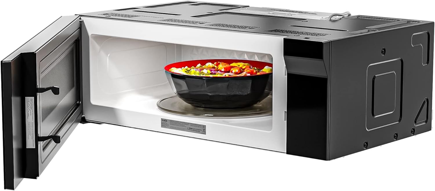 KoolMore 30 Inch Over-The-Range Low Profile Microwave, 1.2 Cu. Ft. Built-in, 10 Power Levels, 13.5” Glass Turntable, 1000-Watt Power, Advanced Air Vent, and Heat Circulation (KM-MLPOT-1SS)