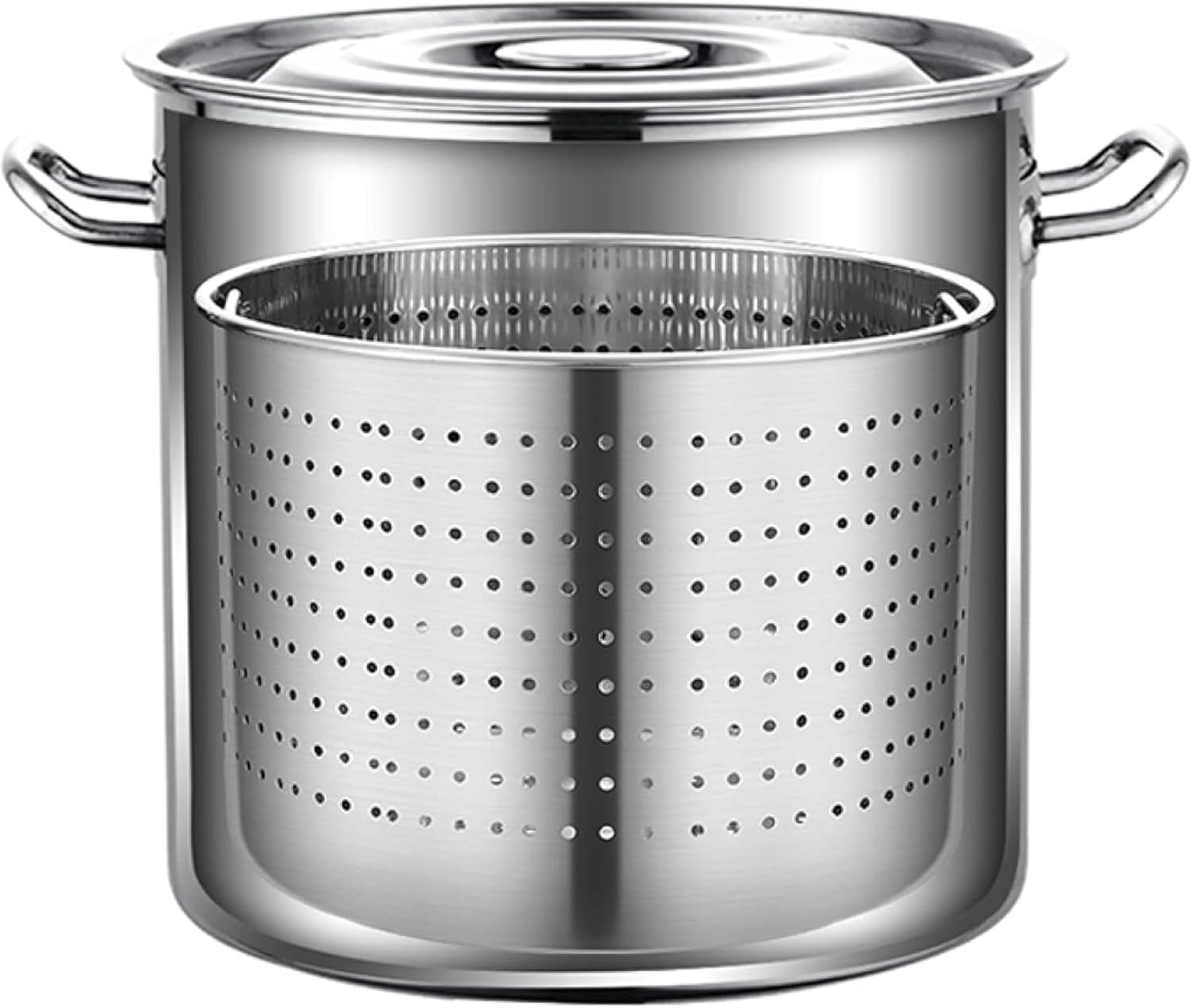 Heavy Duty Stockpot for Crawfish Seafood Turkey Fryer Pot with Strainer Basket Stainless Steel Commercial Clam Steamer Bucket Cookware for Home Outdoor / 63Qt ，63Qt