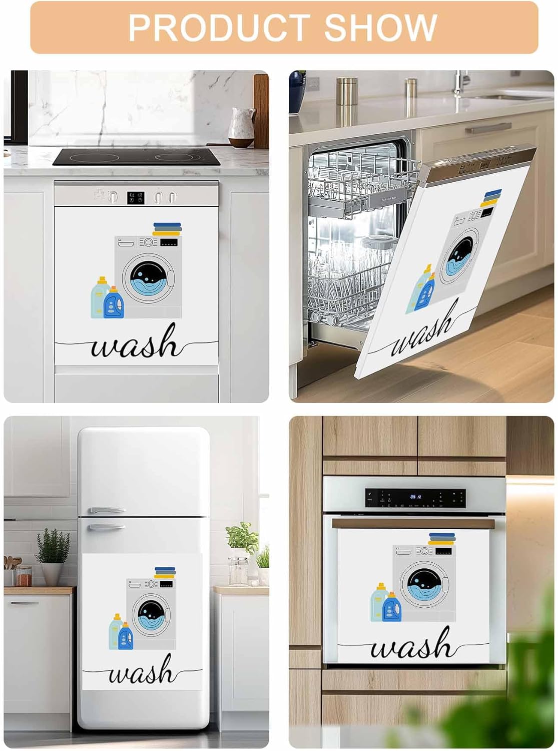 Laundry Room Dishwasher Magnet Cover, Modern Minimalist Washing Machine Refrigerator Magnets Covers for The Front Door, Reusable Dishwasher Panel Fridge Decal Cover for Home Appliance Decor 23''x26''