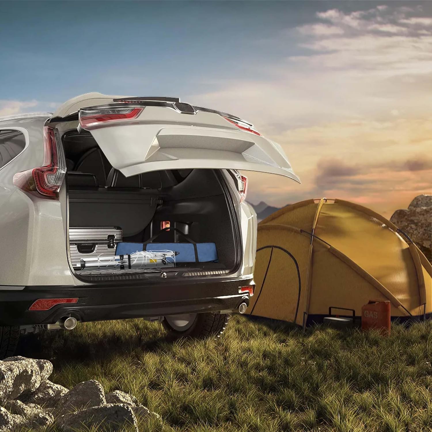 JS HANGER Indoor and Outdoor Portable Clothes Drying Rack with 4 Rotatable Arms for Hangers, 4 Legs, Collapsible Umbrella Laundry Air Dryer with 65 ft. of Hanging Space - Silver