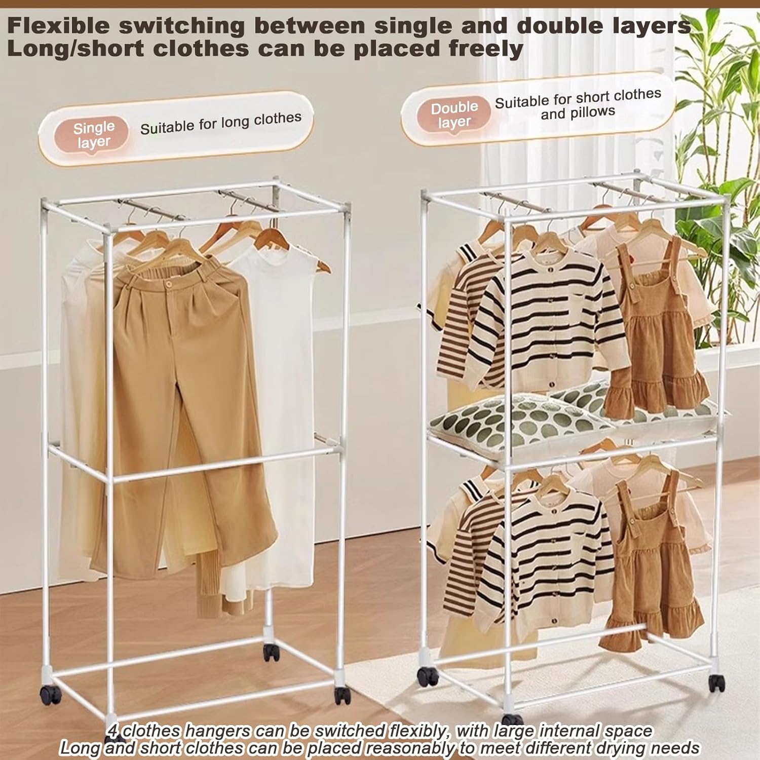 Heated Clothes Drying Rack,Heated Clothes Drying Rack,Portable Clothes Dryer Travel Mini Dryer Machine with Temperature Controller 60-70℃, Electric Clothes Drying for Apartments, Families 1 S