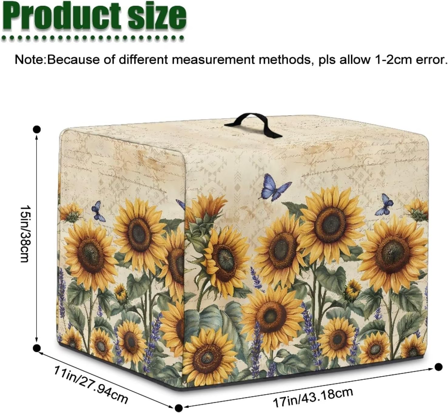 Sunflower Washable Juicer Covers with Top Handle Foldable Dustproof Reusable Home Accessory Decor Blender Dust Cover Suitable for Households