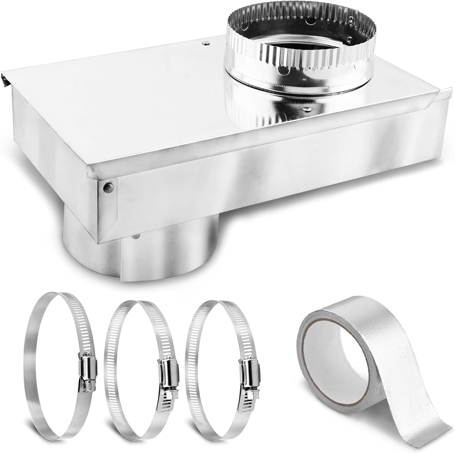 Periscope Dryer Vent Magnetic Dryer Vent Tight Space Dryer Vent Hose for Dryers Laundry Room Save Space with 3 Clamps and Aluminum Foil Tape (COLOR:Silver)