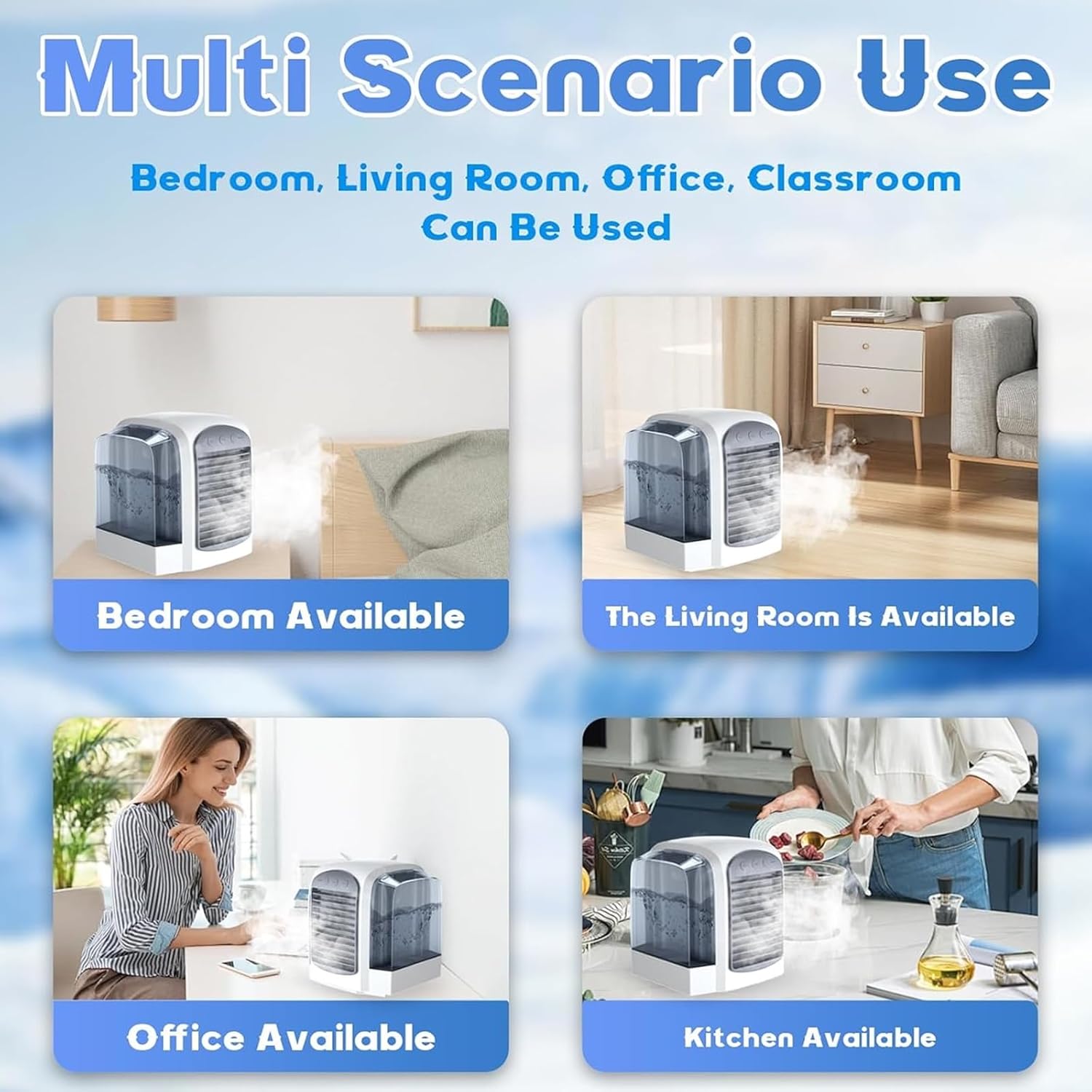 Air Conditioner, 380ml Large Water Tank, Portable Ac Cooler Water from Air Conditioner,Fast Cooling with Dynamic Ice Mist Technology,3 Wind Speeds(LightPink)